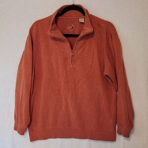 Vintage Orvis Men's M 1/4 Zip Cotton Sweater Salmon Mock Neck Fly Fishing